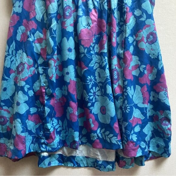 Free People Far Out Cami Tunic Top Blue Floral Beach Festival Boho Sz M - Picture 8 of 13